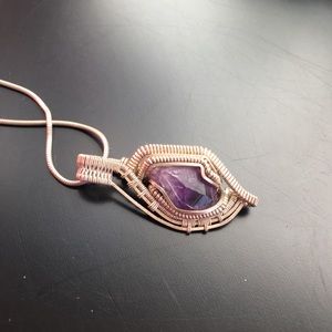 Silver wire wrapped Amethyst pendant